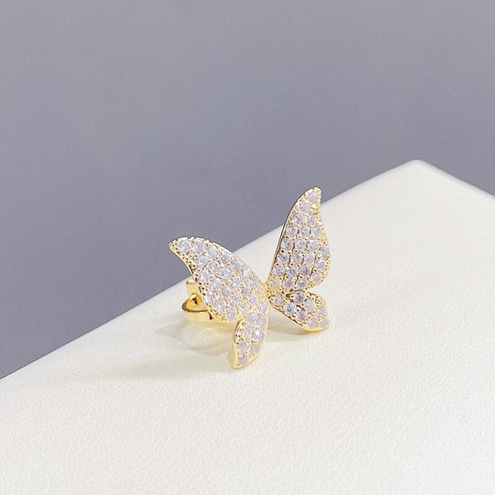Butterfly Micro-Inlaid Ear Clip Women's Advanced Light Luxury Minority Design Non-Piercing Earrings New Fashion