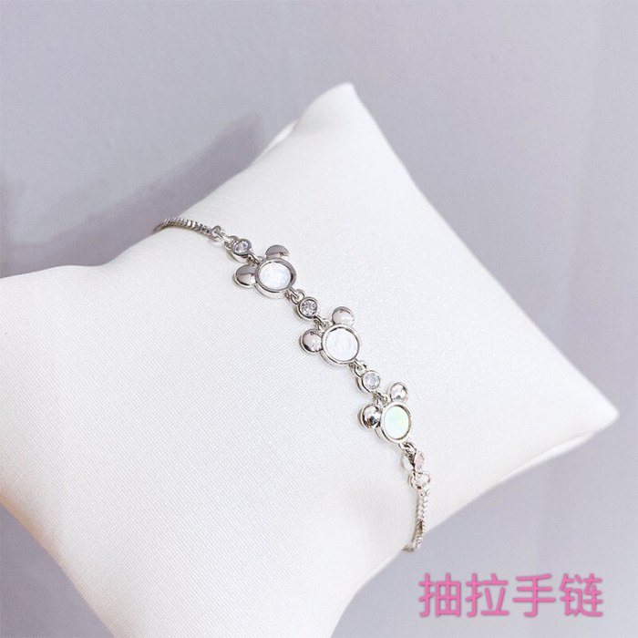 Bracelet Female Chinese Zodiac Mickey Headwear Bracelet Creative Gift Electroplated Real Gold Pull Bracelet