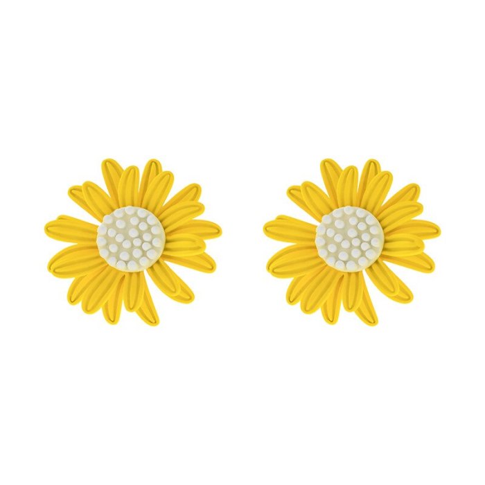 Real Gold Plating Sterling Silver Needle Korean Temperament Sunflower Stud Earrings Flower Earrings Simple Earrings