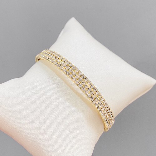 Micro Inlaid Zircon Bracelet Female European and American Fashion Plated 14K Gold Bracelet Ornament Opening Adjustable