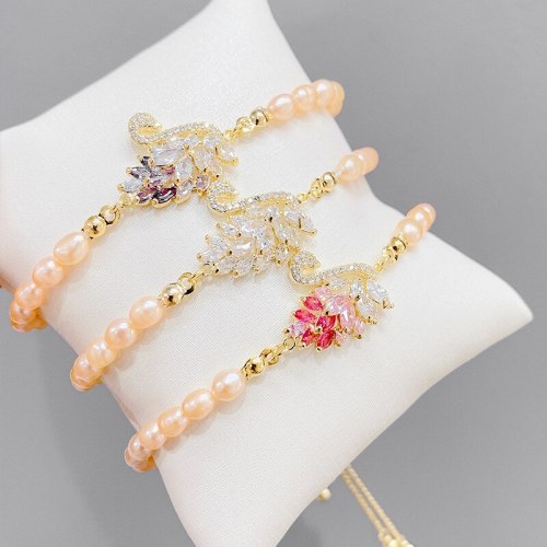 Baroque Natural Freshwater Pearl Bracelet Female Swan Bracelet European and American Bracelet Korean Jewelry Accessories
