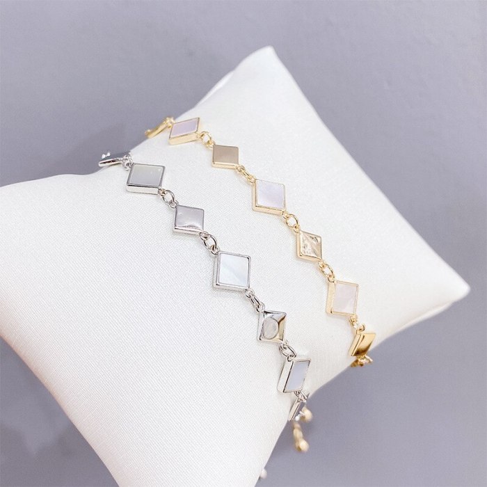 Shell Micro-Inlaid Bracelet Electroplated Real Gold Simple All-Match Bracelet Fashion Pull-out Bracelet Ornament