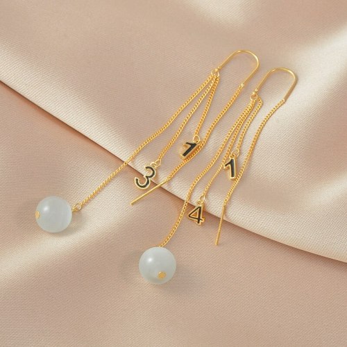 Gold-Plated S925 Needle Korean Alphabet Letter Earrings Diamond Stud Earrings Long Fringe Earrings