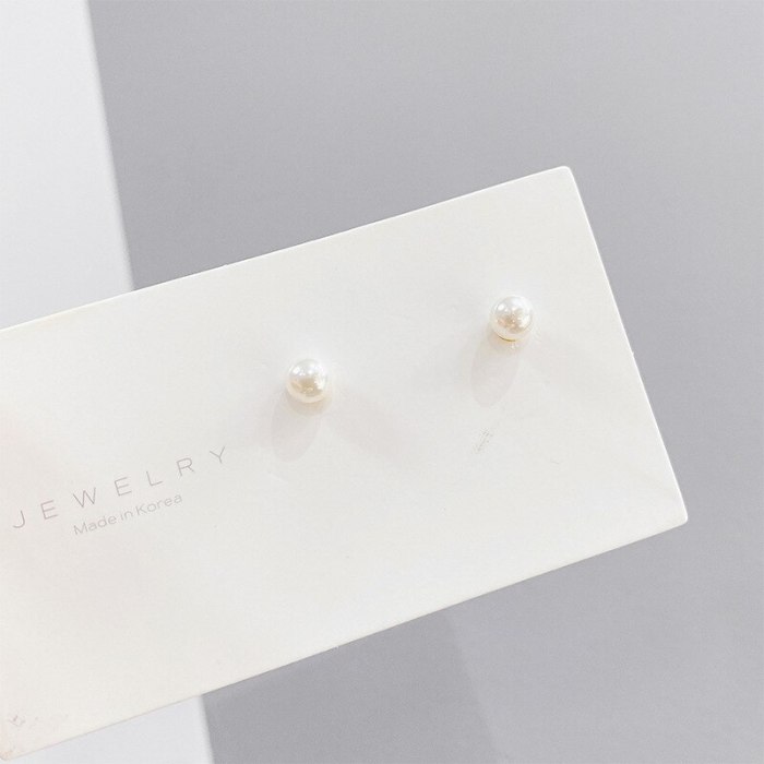 Sterling Silver Needle Micro Inlaid Zircon Pearl Three-Piece Earrings One Card Three Pairs Combination Earrings