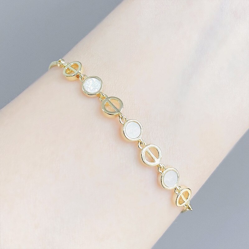 Korean Style Fashion Pull Bracelet Women's Electroplated Real Gold Shell Bracelet Adjustable Bracelet