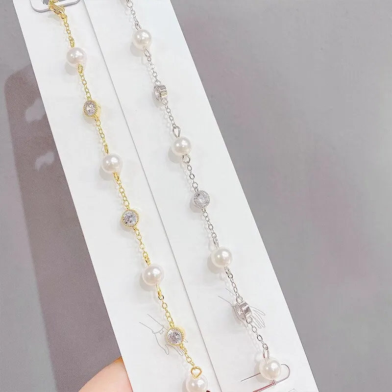 14K Real Gold Micro Inlaid Zircon Bracelet Ins Style French Freshwater Pearl Bracelet Temperament Bracelet Hand Jewelry