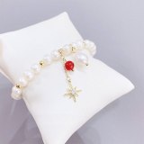 BA Freshwater Pearl Bracelet Female Ins Special-Interest Design Cold Wind Net Red 14K Shaped Bead Bracelets Gift