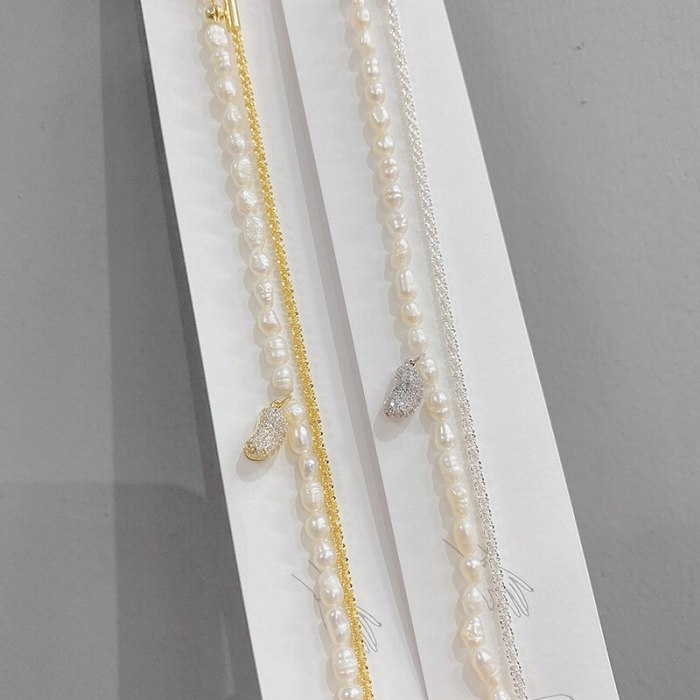 Natural Shaped Baroque Pearl Bracelet Korean Style Peanut Pendant Bracelet Double Layer Bracelet for Women