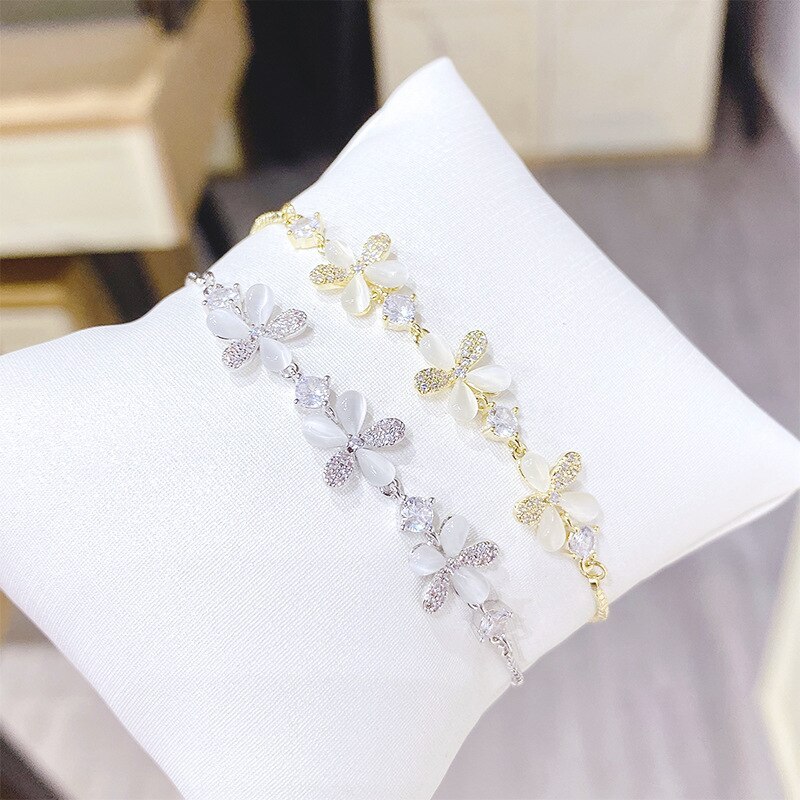 Gold Plating Opal Petal Bracelet Female Online Influencer Bracelet Student Girlfriends Korean Style Personalized Ornament