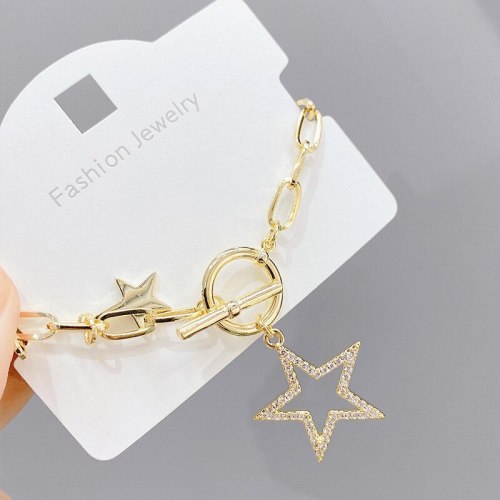 European and American Jewelry Gold-Plated Five-Pointed Star Bracelet Fashion Ins Style Exaggerated Personalized Hand Jewelry