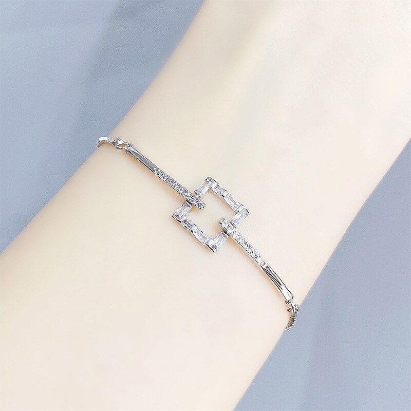 Internet Celebrity Ins Delicate Super Shining Zircon Pull Bracelet Female Adjustable Korean Rhinestone Bracelet Ornament