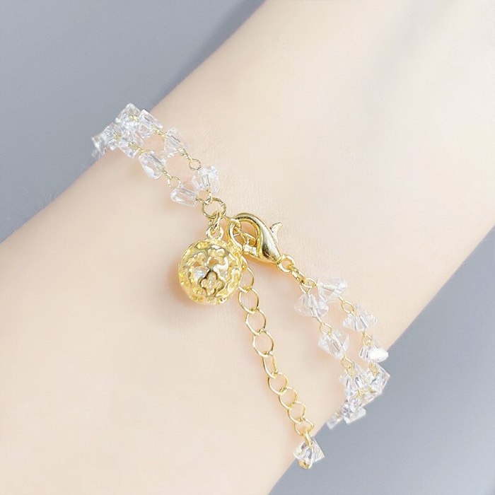 New Super Fairy White Crystal Bracelet Female Korean Fashion Design Sense Hollow Ball Jewelry Fashion