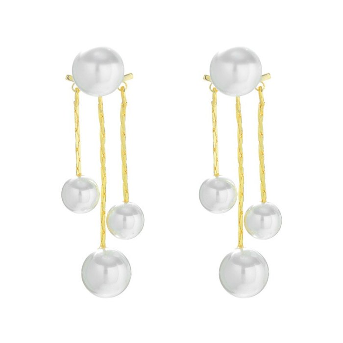 Sterling Silver Needle Personality Long Fringe Earrings Fashion Temperament Pearl Earrings Simple Ear Line Earrings
