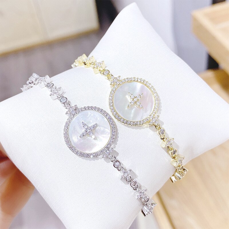 Fashion Trendy Shell Micro Inlaid Zircon Girls' Bracelet New Exaggerated Personalized Bracelet