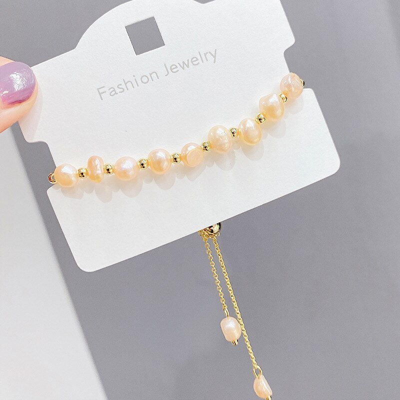 Baroque Freshwater Pearl Crystal Bracelet Bracelet Ins Niche Design Korean Internet Celebrity Handmade Beaded Bracelet