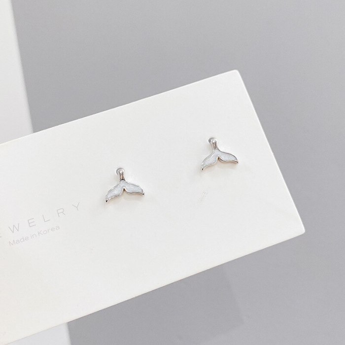 Micro Inlaid Zircon Fishtail Three-Piece Earrings One Card Three Pairs Combination Sterling Silver Needle Earrings