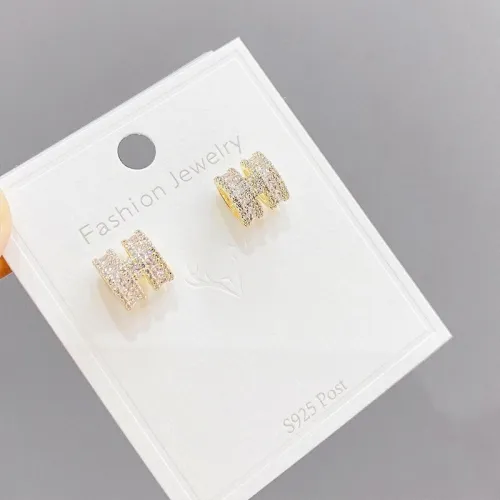 Sterling Silver Needle Korean Stud Earrings Personal Influencer Temperament Wild H Alphabet Letter Earrings Short Ornament