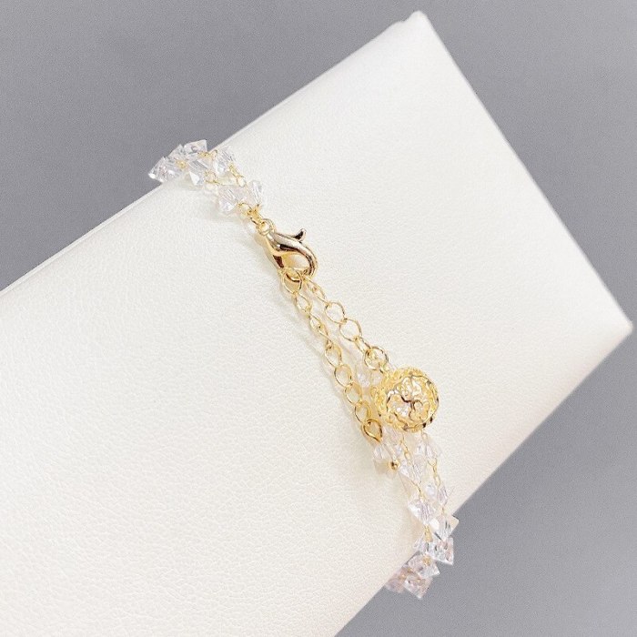 New Super Fairy White Crystal Bracelet Female Korean Fashion Design Sense Hollow Ball Jewelry Fashion