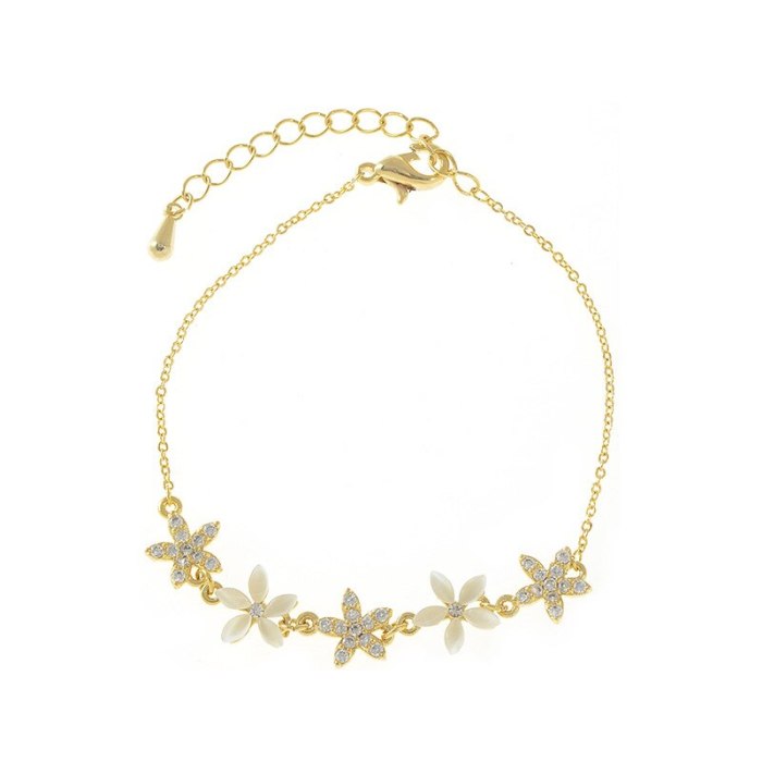 Real Gold Plated Copper Micro Inlaid Bracelet Female Cat Eye Petal Feeling Bracelet Internet Celebrity Niche Bracelet Jewelry