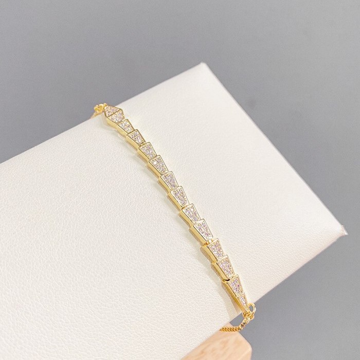 New Micro-Inlaid Full Diamond Pull Bracelet Women's Korean Fashion Snake Bone Bracelet Hand Jewelry