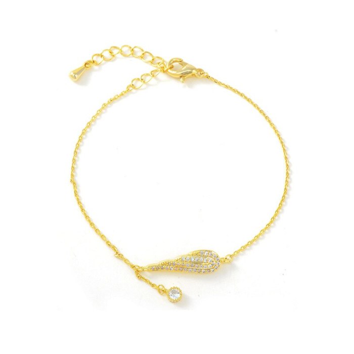 New Micro Inlaid Zircon Bracelet 14K Real Gold Electroplated Korean Wings Exquisite Super Fairy Thin Bracelet Hand Jewelry