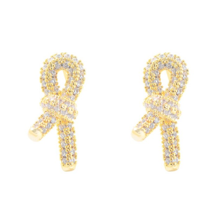 Sterling Silver Needle Fashion and Fully-Jewelled Bow Stud Earrings Korean Earrings New Trendy Earrings for Women