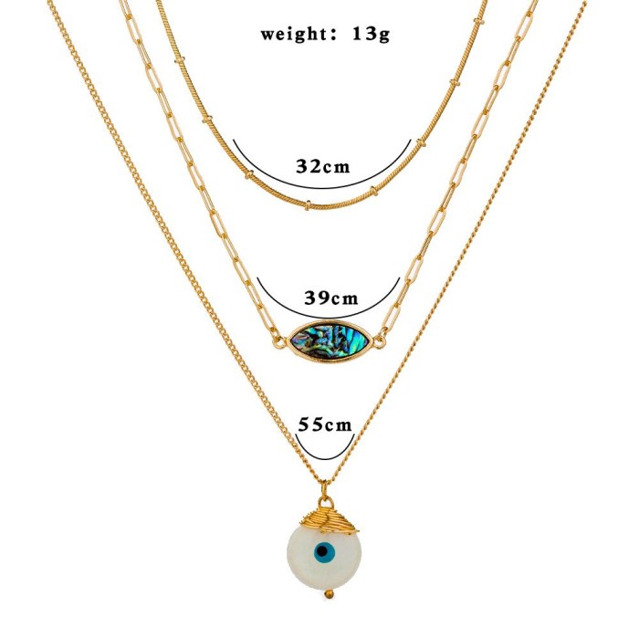 European and American Multi-Layer Personalized Necklace Women's Fashion Colorful Abalone Shell Jewelry