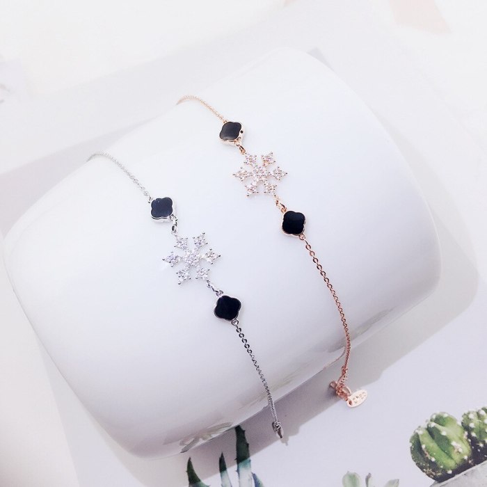 Rose Gold Plated Japanese and Korean New Fashion All-Match Bracelet Jewelry for Girls Snowflake Bracelet