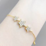 Micro Inlaid Zircon Five-Pointed Star Bracelet Female Korean Style Sweet Temperament Student Special-Interest Design Bracelet