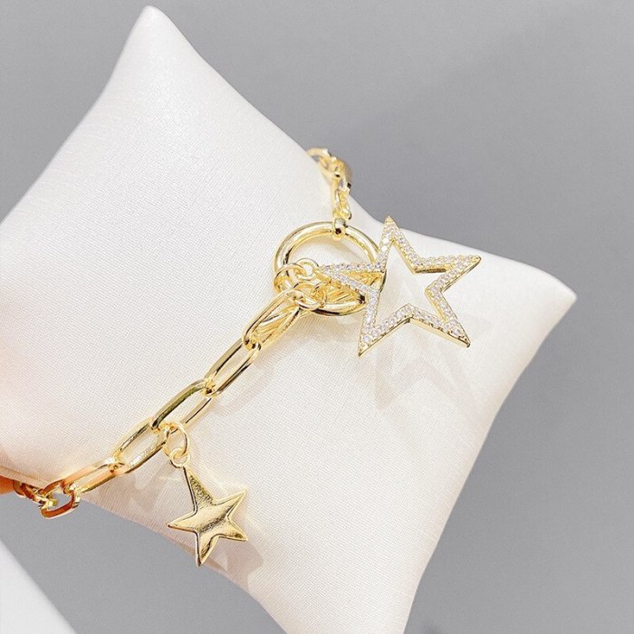 European and American Jewelry Gold-Plated Five-Pointed Star Bracelet Fashion Ins Style Exaggerated Personalized Hand Jewelry
