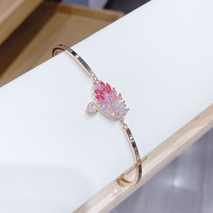 Fashion Gradient Swan Color Zircon Bracelet Japanese and Korean New Popular Jewelry Mori Style Jewelry Wholesale