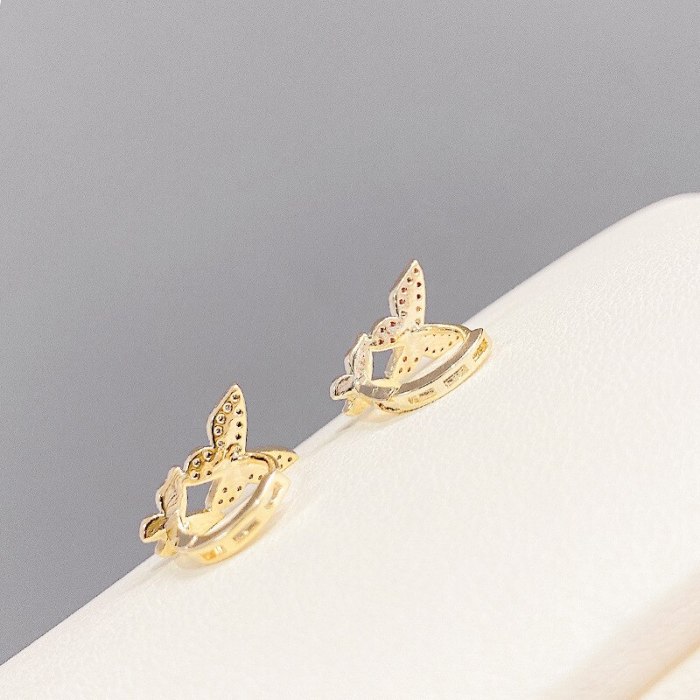 Hot Sale Fashion Korean Butterfly Zircon Stud Earrings Niche Design Ear Ring Ear Clips Earrings