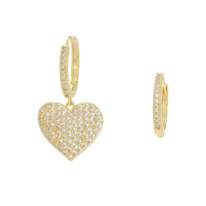 Zircon Peach Heart Three-Dimensional Earrings Sweet Lovely Fancy Mori Graceful Earrings Fashion Personalized Ear Clips Women