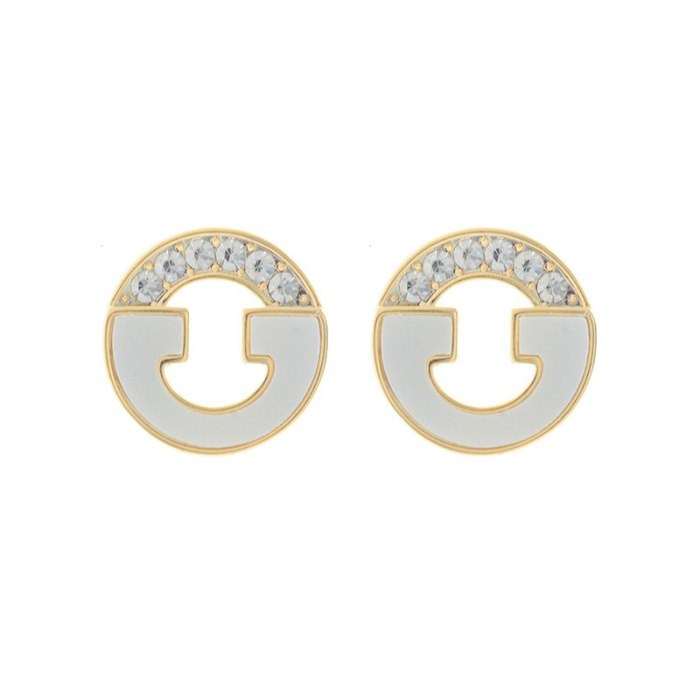 Korean Temperament Earrings for Women Sterling Silver Needle Pairs C Stud Earrings Vintage Ornament Circular Earrings