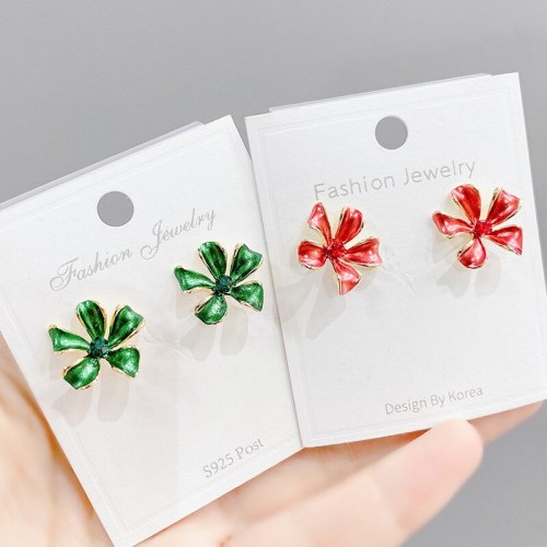 Korean Style New Sterling Silver Needle Colorful Four-Piece Petal Stud Earrings Flower Earrings for Women