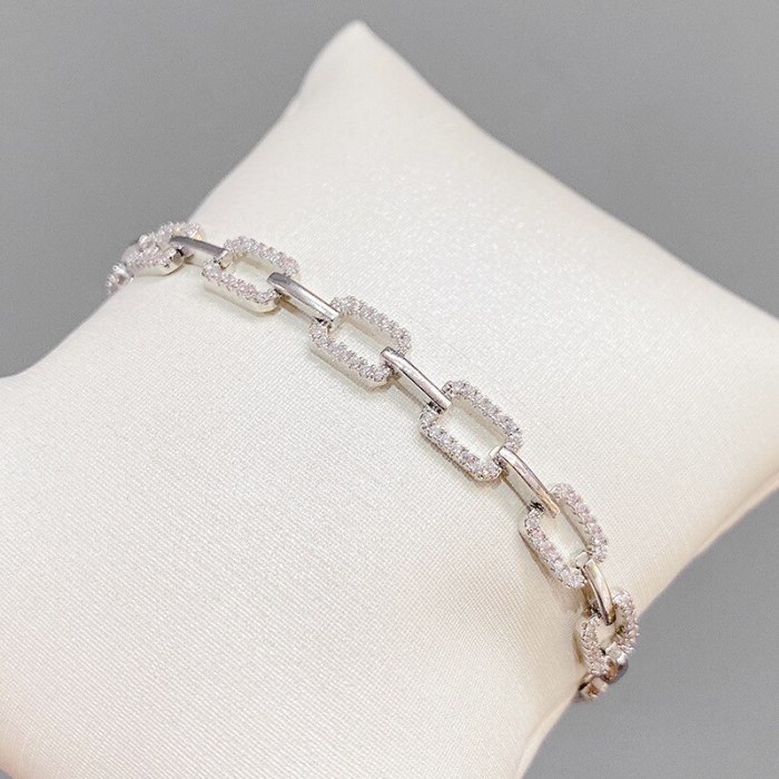 Hot Sale Electroplated Real Gold Micro Inlaid Zircon Bracelet Female Personality Geometry Bracelet