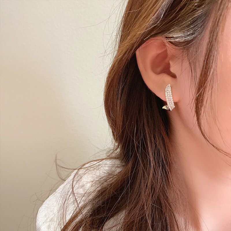 Pearl Stud Earrings for Women Sterling Silver Needle Fine Zircon-Embedded Earrings One Style for Dual-Wear Eardrop Earring