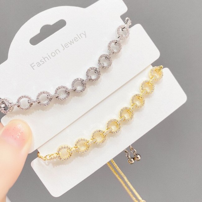 Korean Style Micro Inlaid Zircon Circle Pull Bracelet Fashion Simple New Adjustable Bracelet