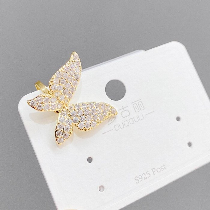 Butterfly Micro-Inlaid Ear Clip Women's Advanced Light Luxury Minority Design Non-Piercing Earrings New Fashion