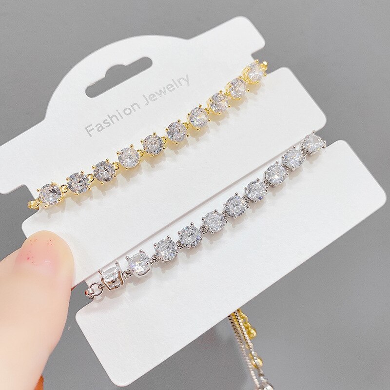 Korean Style Simple Bracelet Special-Interest Design Zircon with Diamond Bracelet Pull Adjustable Bracelet Female Accessories