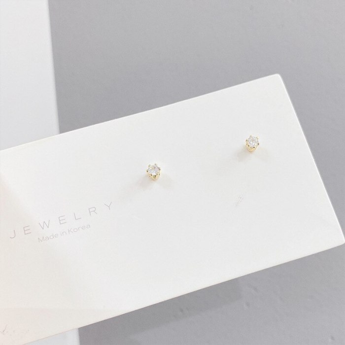 Micro Inlaid Zircon Peach Heart Three-Piece Earrings Sterling Silver Needle One Card Three Pairs Combination Earrings