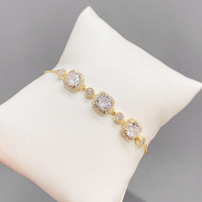 New Korean Style Fashionable Simple Square Bracelet Super Shiny Full Inlaid AAA Zircon Bracelet Jewelry
