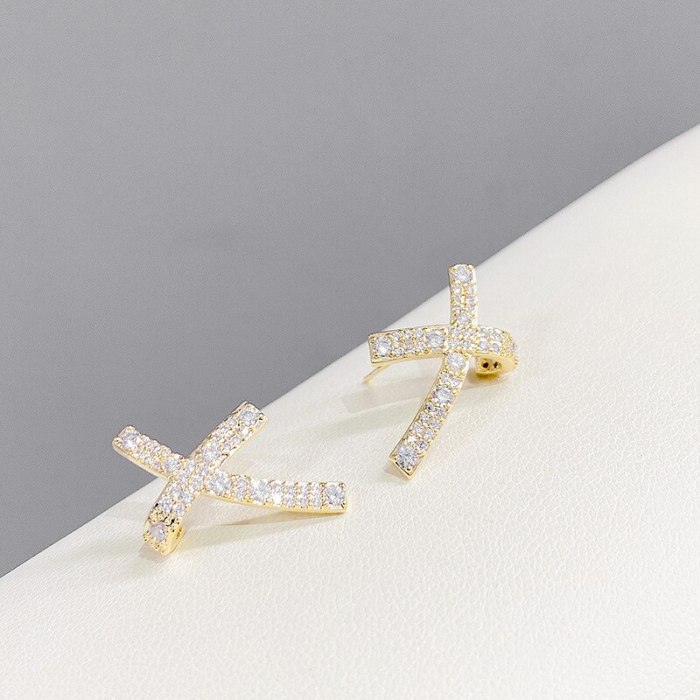 Sterling Silver Needle Full Diamond Niche Bow Stud Earrings South Korea Graceful Online Influencer Personalized Earrings