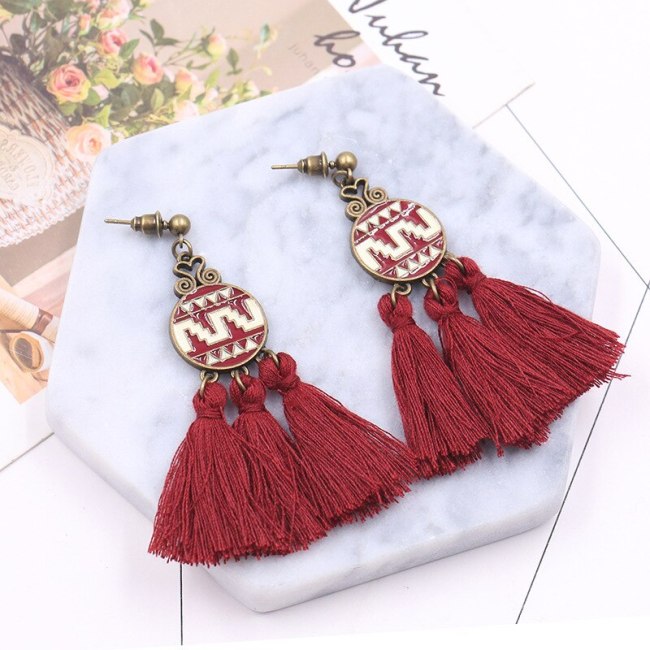 New Accessories All-Match Retro Tassel Pendant Earrings round Drip Earrings Wholesale