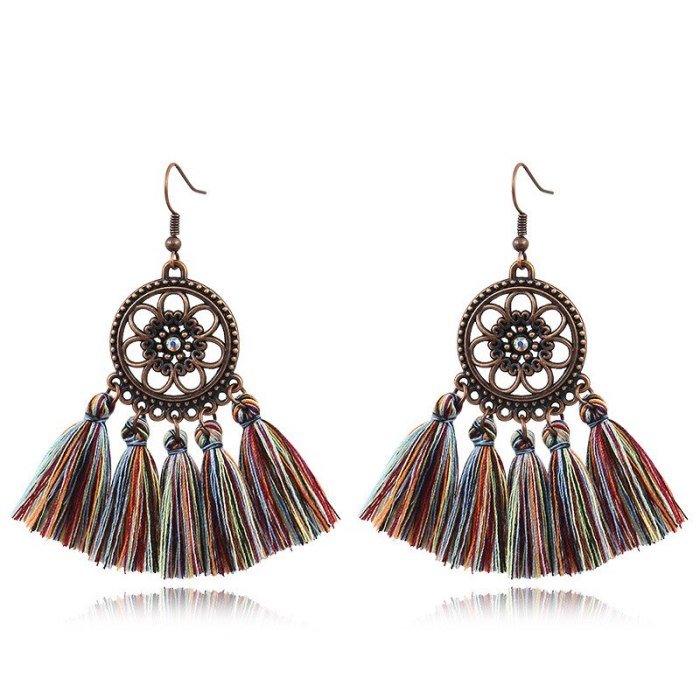 Bohemian Earrings Female European and American Fashion Creative Earrings Female Fan-Shaped Ornament