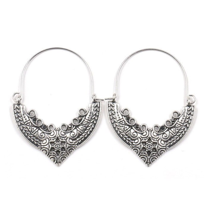 Europe and America Cross Border Metal Alloy Earrings Women Vintage Geometric Earrings Silver Gold Leaf Earrings