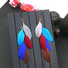 New Bohemian Ethnic Fashion Earrings Personality Feather Tassel Earrings for Women Long High Profile Ornament Wholesale