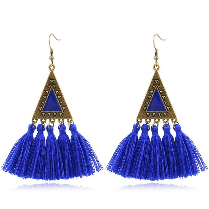 New Tassel Earrings Fashion Gorgeous Triangle Drop Oil Earrings Bohemian Style Spring and Summer Vacation Jewelry Women