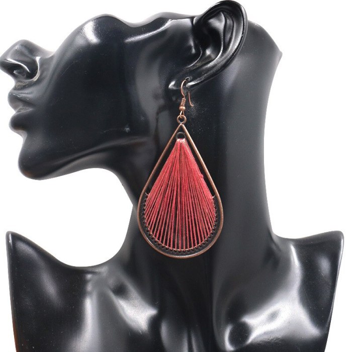 European and American Fashion Exaggerating Earrings Women's Creative Drop-Shaped Hand-Woven Earrings Popular Ornament Wholesale
