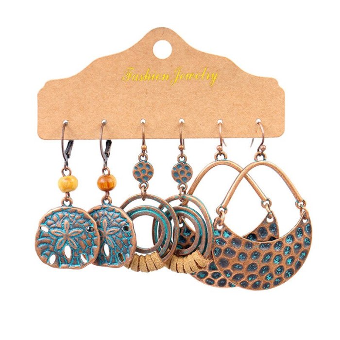 Cross-Border Geometric Earrings Bohemian Ethnic Style Fashion Large Circle Accessories Tassel Earrings Wholesale
